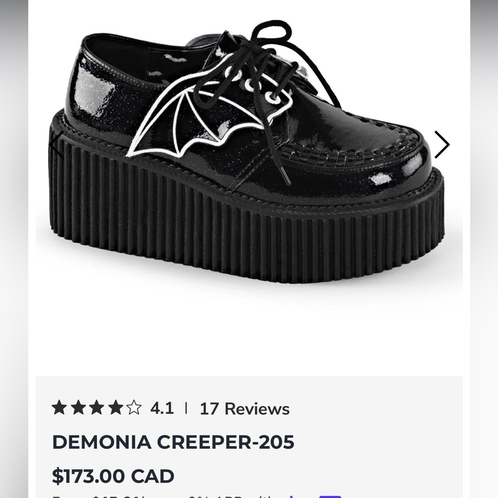 Demonia Creeper 205 Black Bat Wing Platform Shoes Womens 8